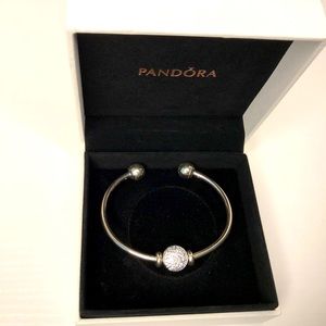 Pandora open bangle with crystals